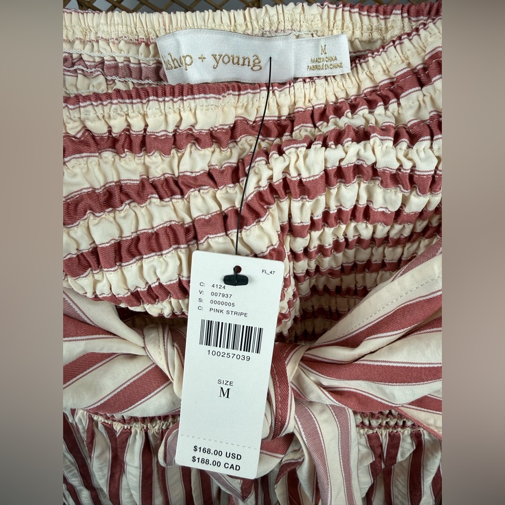 Bishop + Young Elva Strapless Tie Front Jumpsuit Pink Stripe M NWT - Picture 7 of 7